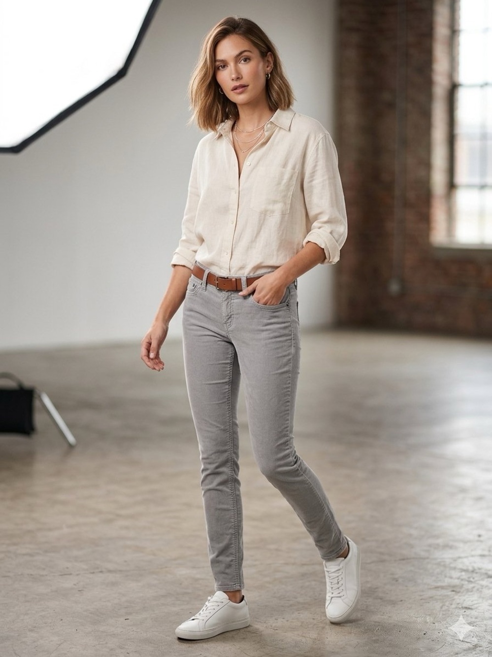 FREE PEOPLE Corduroy Gray Slim Straight Jeans Pants Low Rise Waist Fall Size 30